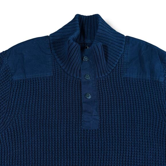 Buffalo David Bitton Commando Sweater Men's L Navy Waffle Knit Pullover Fall - Picture 3 of 7